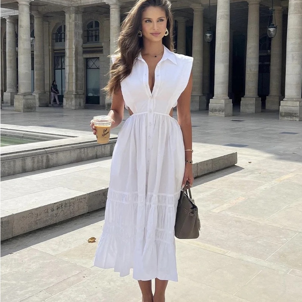 Misa Los Angeles White Sleeveless Dress